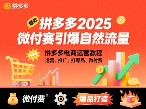 拼多多2025微付费引爆自然流量，拼多多电商运营教程，运营、推广、打爆品、微付费(更新)-网创资源站