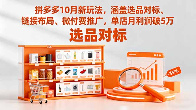 拼多多10月新玩法，涵盖选品对标、链接布局、微付费推广，单店月利润破5万-网创资源站
