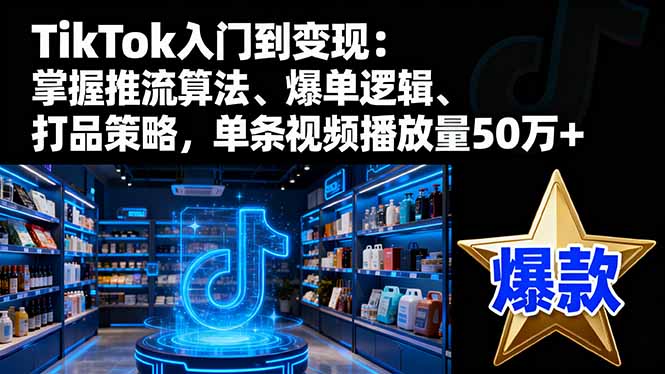TikTok入门到变现：掌握推流算法、爆单逻辑、打品策略，单条视频播放量50w-网创资源站