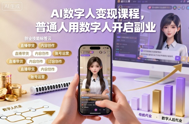 AI数字人变现课程，普通人用数字人开启副业-网创资源站