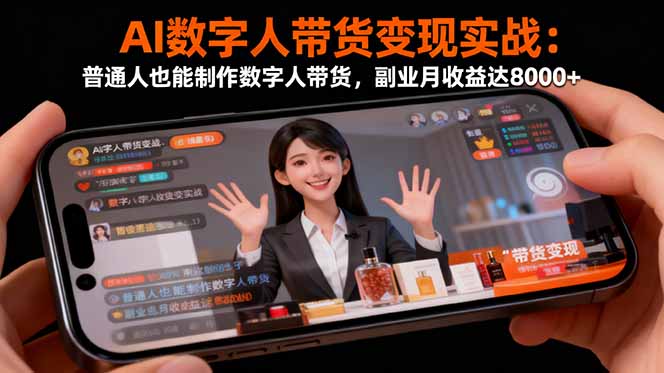 AI数字人带货变现实战：普通人也能制作数字人带货，副业月收益达8000+-网创资源站