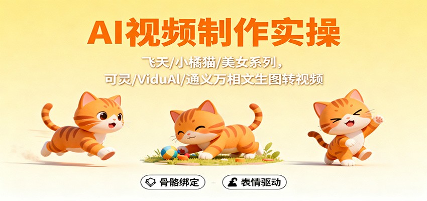 AI视频制作实操，飞天/小橘猫/美女系列，可灵/ViduAl/通义万相文生图转视频-网创资源站