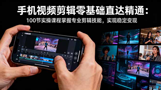 手机视频剪辑零基础直达精通：100节实操课程掌握专业剪辑技能，实现稳…-网创资源站