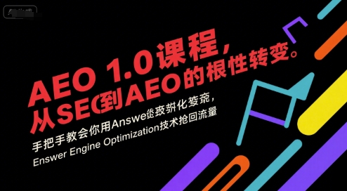AEO 1.0 课程，从SEO到AE0的基命性转变，手把手教会你用AnswerEngineOptimization技术抢回流量(更新)-网创资源站