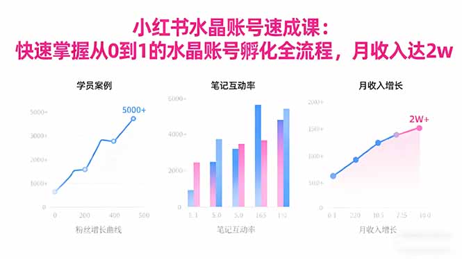 2025小红书水晶账号速成课：快速掌握从0-1水晶账号孵化全流程，月收入达2w-网创资源站