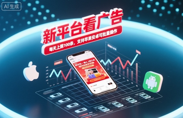 新平台看广告，养好机一条0.3到5米，每天上限100条，支持苹果安卓可批量操作-网创资源站