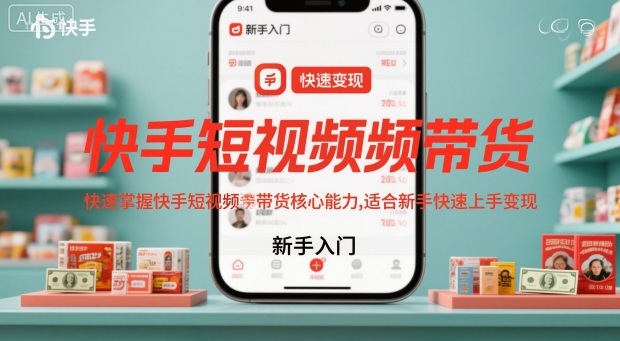 快手短视频带货，快速掌握快手短视频带货核心能力，适合新手快速上手变现-网创资源站