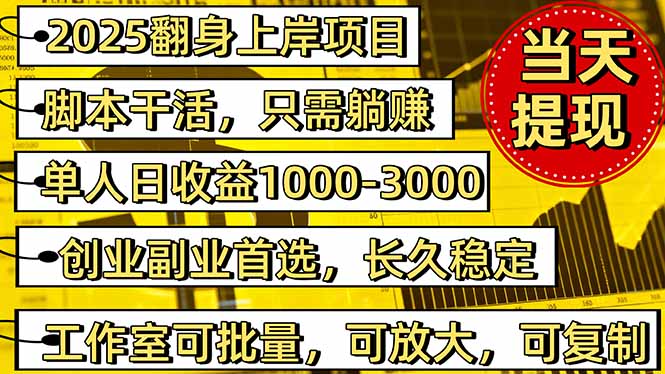 2025翻身上岸项目脚本干活，内部客户经理内部开号，单人日收益1000-300…-网创资源站