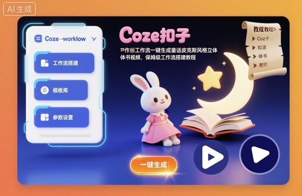 Coze扣子工作流一键生成童话皮克斯风格立体书视频，保姆级工作流搭建教程-网创资源站