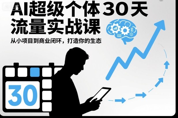 AI超级个体30天流量实战课，从小项目到商业闭环，打造你的生态-网创资源站