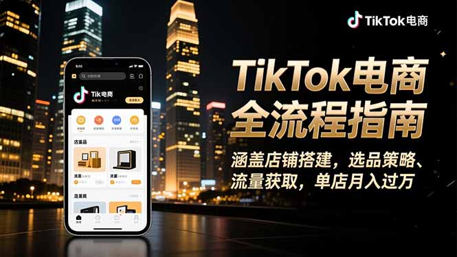 TikTok电商全流程指南，涵盖店铺搭建、选品策略、流量获取，单店月入过万-网创资源站