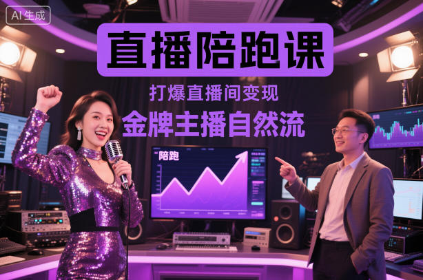 直播陪跑课，金牌主播自然流打爆直播间，复制高变现玩法-网创资源站