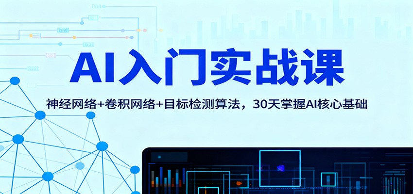 AI入门实战课：神经网络+卷积网络+目标检测算法，30天掌握AI核心基础-网创资源站