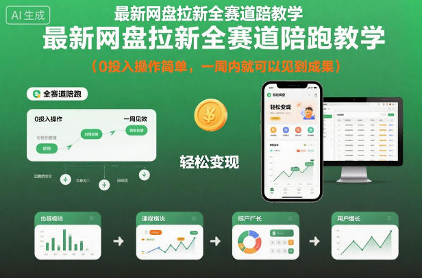 最新网盘拉新全赛道陪跑教学，0投入操作简单，一周内就可以见到成果-网创资源站