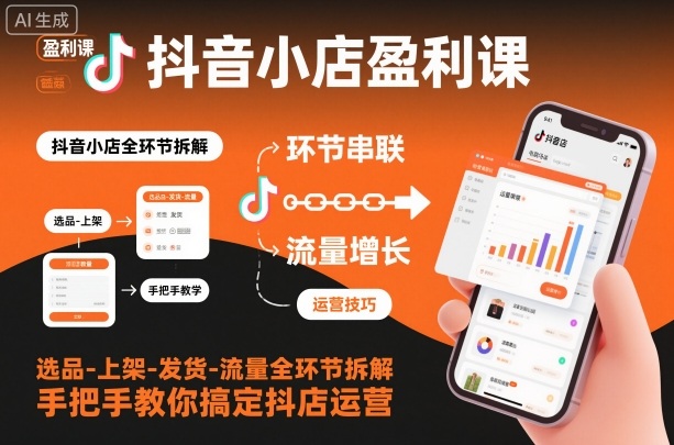 抖音小店盈利课-选品-上架-发货-流量全环节拆解，手把手教你搞定抖店运营-网创资源站