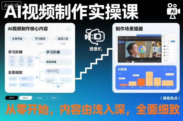 AI视频制作实操课，从零开始，内容由浅入深，全面细致-网创资源站