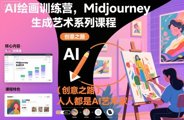 AI绘画训练营，Midjourney生成艺术系列课程，人人都是AI艺术家-网创资源站