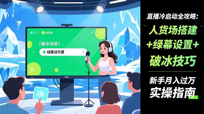 直播冷启动全攻略:人货场搭建+绿幕设置+破冰技巧，新手月入过万实操指南-网创资源站