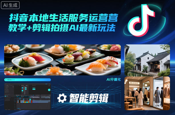 抖音本地生活服务运营教学+剪辑拍摄AI最新玩法-网创资源站