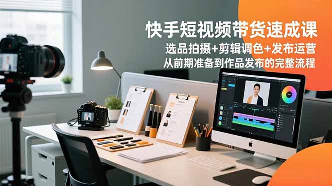 快手短视频带货速成课，选品拍摄+剪辑调色+发布运营，从前期准备到作品发布的完整流程-网创资源站