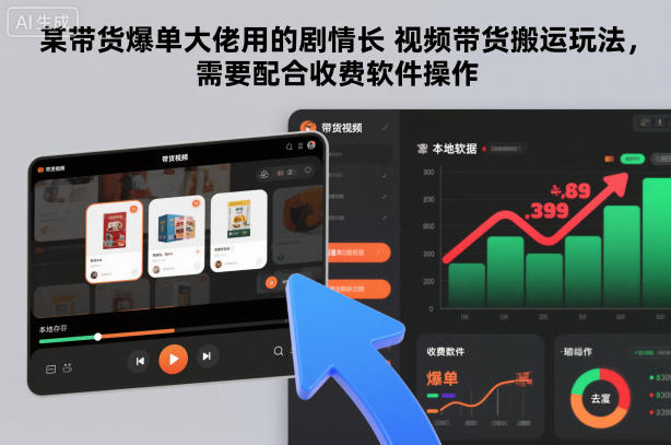 某带货爆单大佬用的剧情长视频带货搬运玩法，需要配合收费软件操作-网创资源站