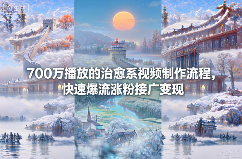 700万播放的治愈系视频制作流程，快速爆流涨粉接广变现-网创资源站