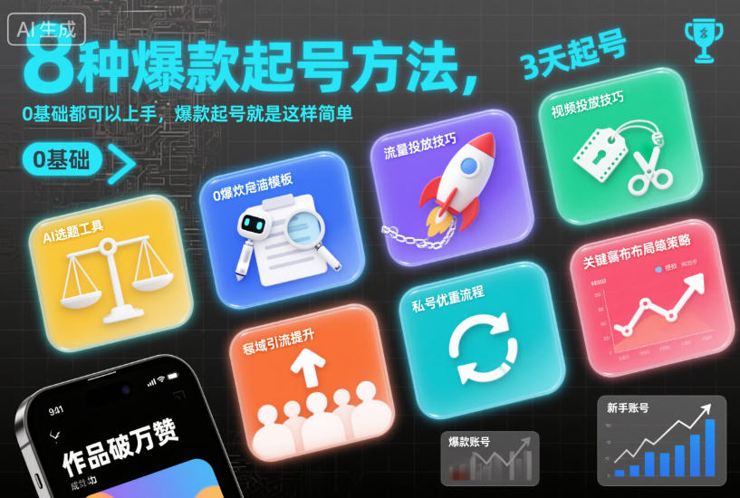 8种爆款起号方法，0基础都可以上手，爆款起号就是这样简单-网创资源站