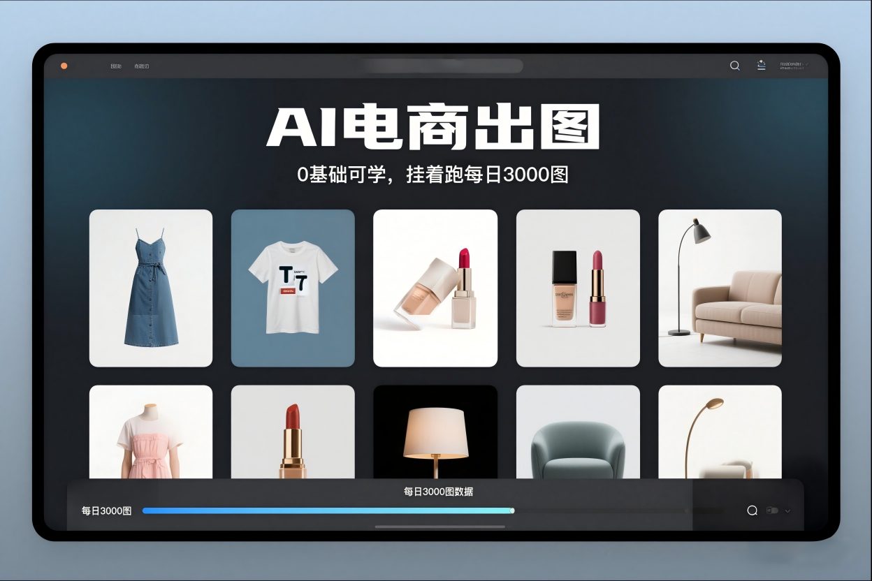 AI电商出图，0基础可学，挂着跑每日3000图-网创资源站