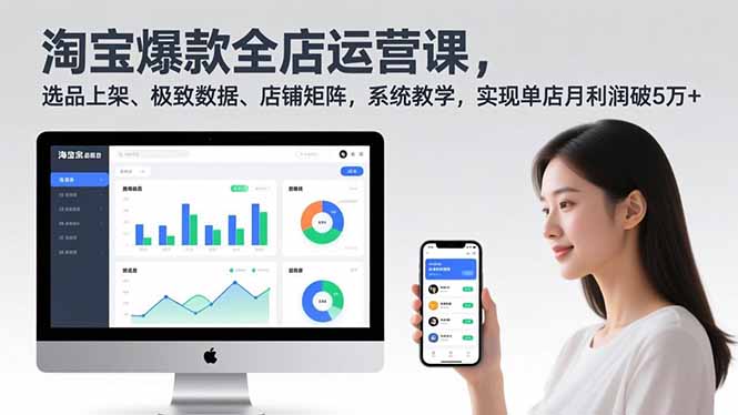 淘宝爆款全店运营课2.0，选品上架、极致数据、店铺矩阵，系统教学，实现单店月利润破5万+-网创资源站