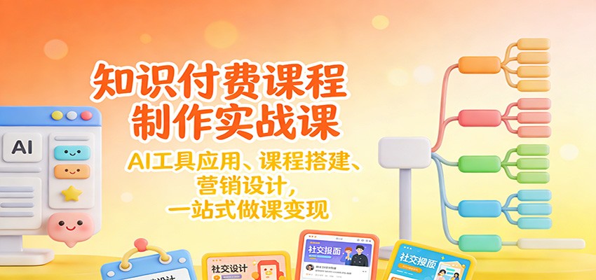 知识付费课程制作实战课：AI工具应用 、课程搭建、营销设计，一站式做课变现-网创资源站