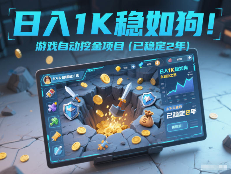 日入1K稳如狗！游戏自动挖金项目(已稳定2年)，永不失业的副业之选【揭秘】-网创资源站