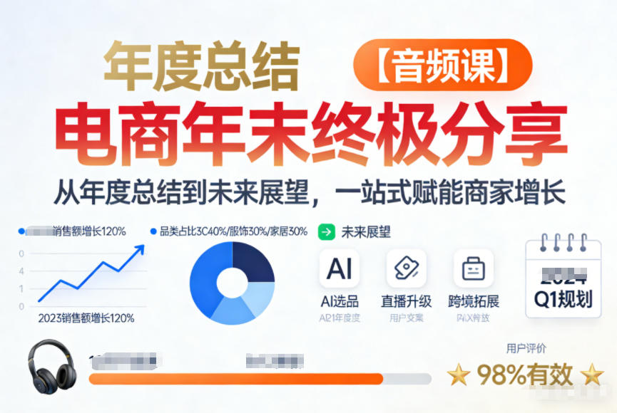 电商年未终极分享，从年度总结到未来展望，一站式赋能商家增长【音频课】-网创资源站