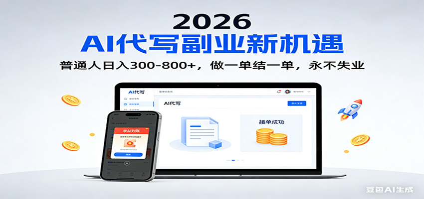 2026 副业首选！AI 代写日入 300-800，普通人0门槛，做一单结一单！-网创资源站