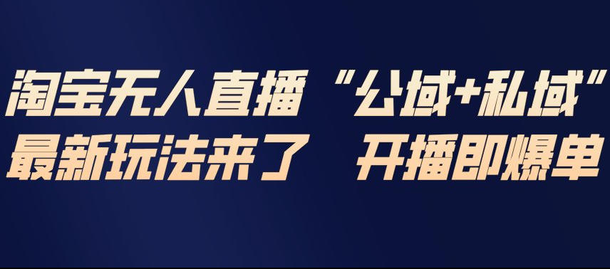 淘宝无人直播完整教程，公试+私域，最新玩法来了，开播即爆单-网创资源站