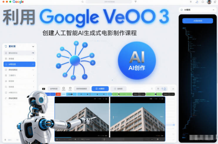 利l用Google Veo 3创建人工智能AI生成式电影制作课程，使用人工智能的力量创建令人惊叹的视频-网创资源站