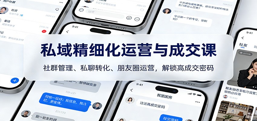 私域精细化运营与成交课：社群管理、私聊转化、朋友圈运营，解锁高成交密码-网创资源站