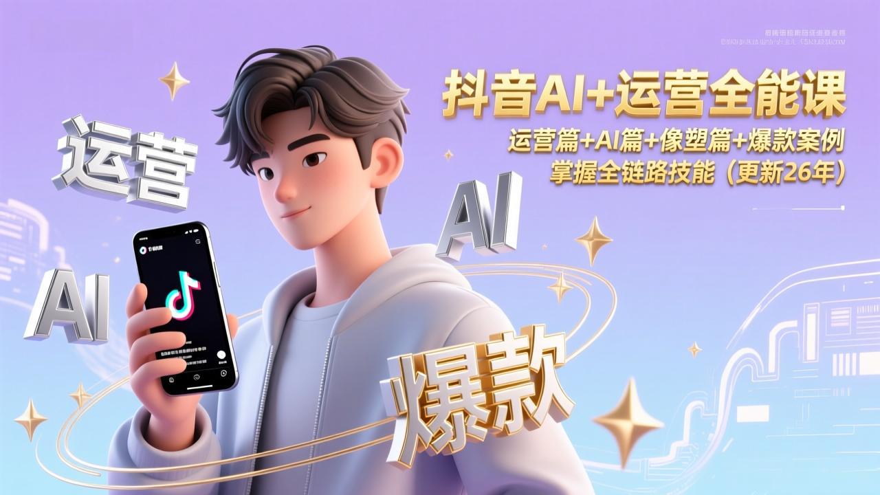 抖音AI+运营全能课，运营篇+AI篇+像塑篇+爆款案例，掌握全链路技能(更新26年-网创资源站