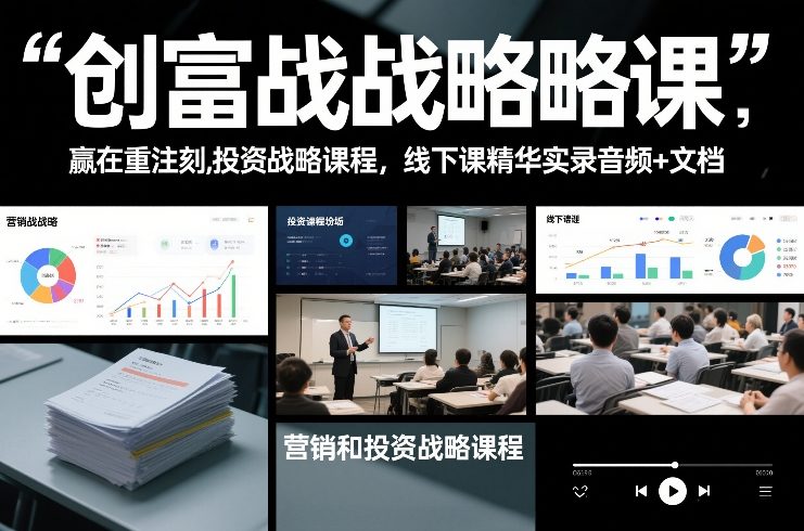 创富战略课，赢在重注时刻，营销和投资战略课程，线下课精华实录音频+文档-网创资源站