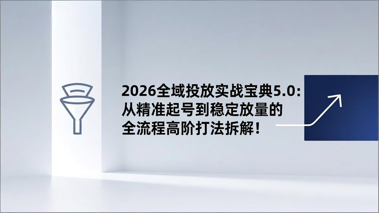 2026全域投放实战宝典5.0：从精准起号到稳定放量的全流程高阶打法拆解！-网创资源站