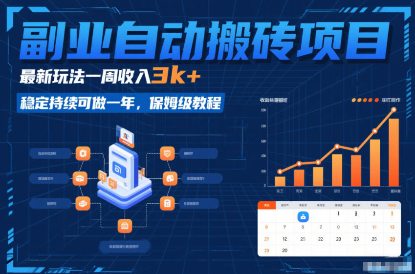 副业自动搬砖项目，最新玩法一周收入3k+，稳定持续可做一年，保姆级教程【揭秘】-网创资源站