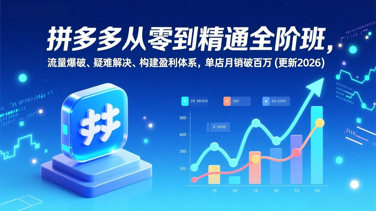 拼多多从零到精通全阶班，流量爆破、疑难解决，构建盈利体系，单店月销破百万(更新2026-网创资源站