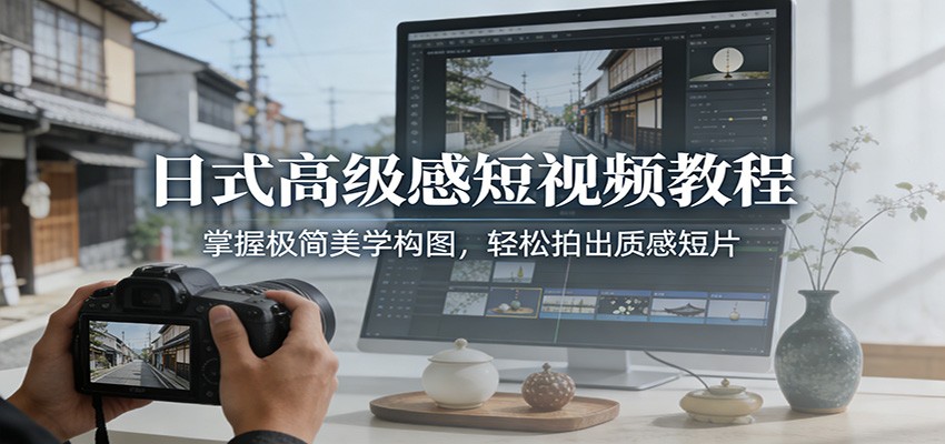日式高级感短视频教程：掌握极简美学构图，轻松拍出质感短片-网创资源站
