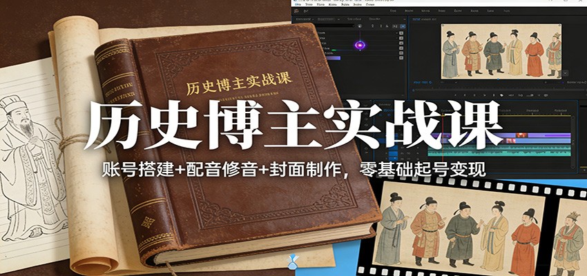 历史博主实战课：账号搭建+配音修音+封面制作，零基础起号变现-网创资源站