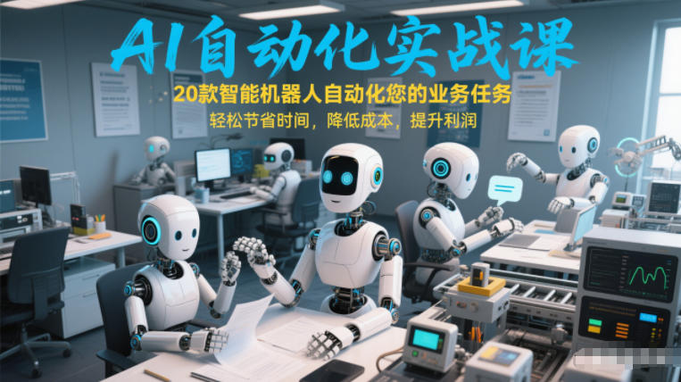 AI自动化实战课：20款智能机器人自动化您的业务任务，轻松节省时间，降低成本，提升利润-网创资源站