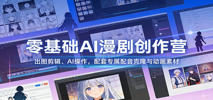 零基础AI漫剧创作营：出图剪辑、AI操作，配套专属配音克隆与动画素材-网创资源站