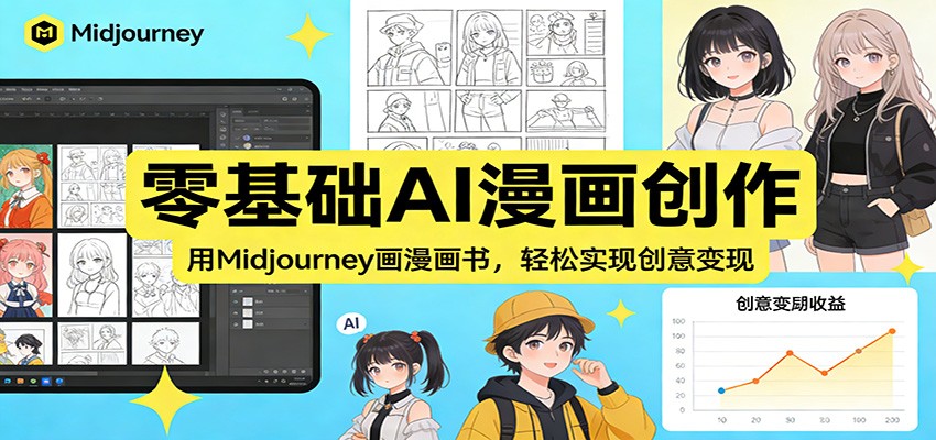 零基础AI漫画创作：用Midjourney画漫画书，轻松实现创意变现-网创资源站