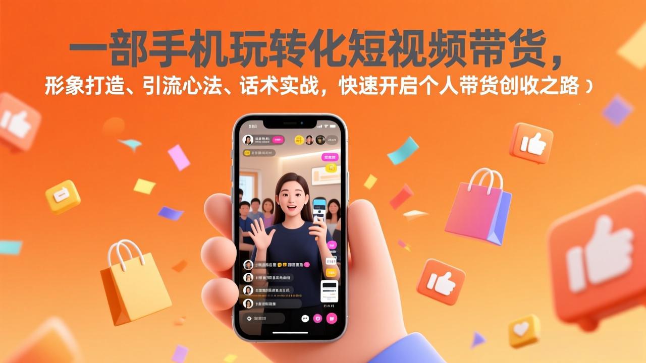 一部手机玩转化短视频带货，形象打造、引流心法、话术实战，快速开启个人带货创收之路-网创资源站
