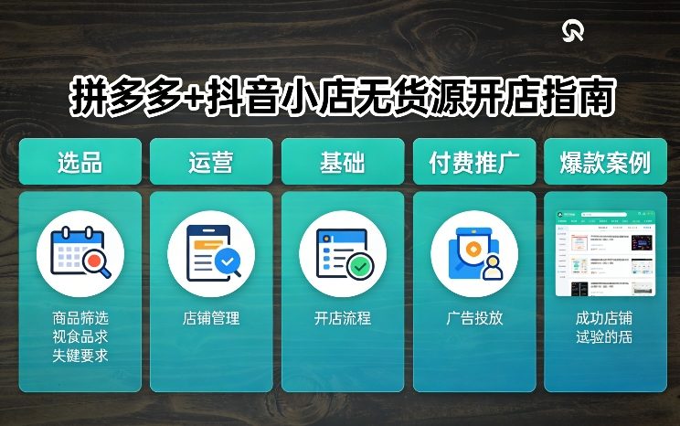 拼多多+抖音小店无货源开店，包括：选品、运营、基础、付费推广、爆款案例等(更新26年2月)-网创资源站