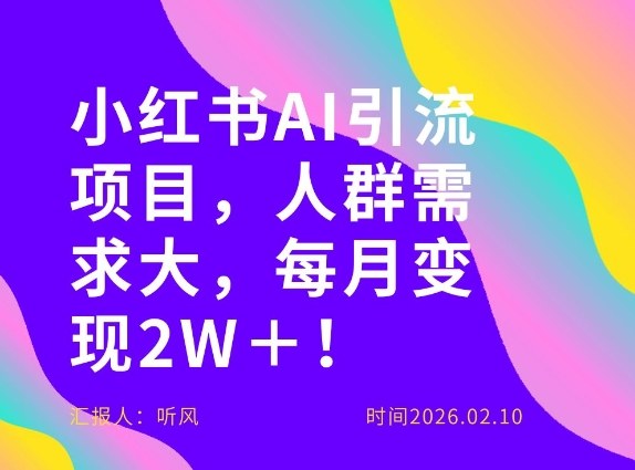 她通过这个AI项目每月做到2W＋的收入，最新小红书AI项目，人群需求大！-网创资源站