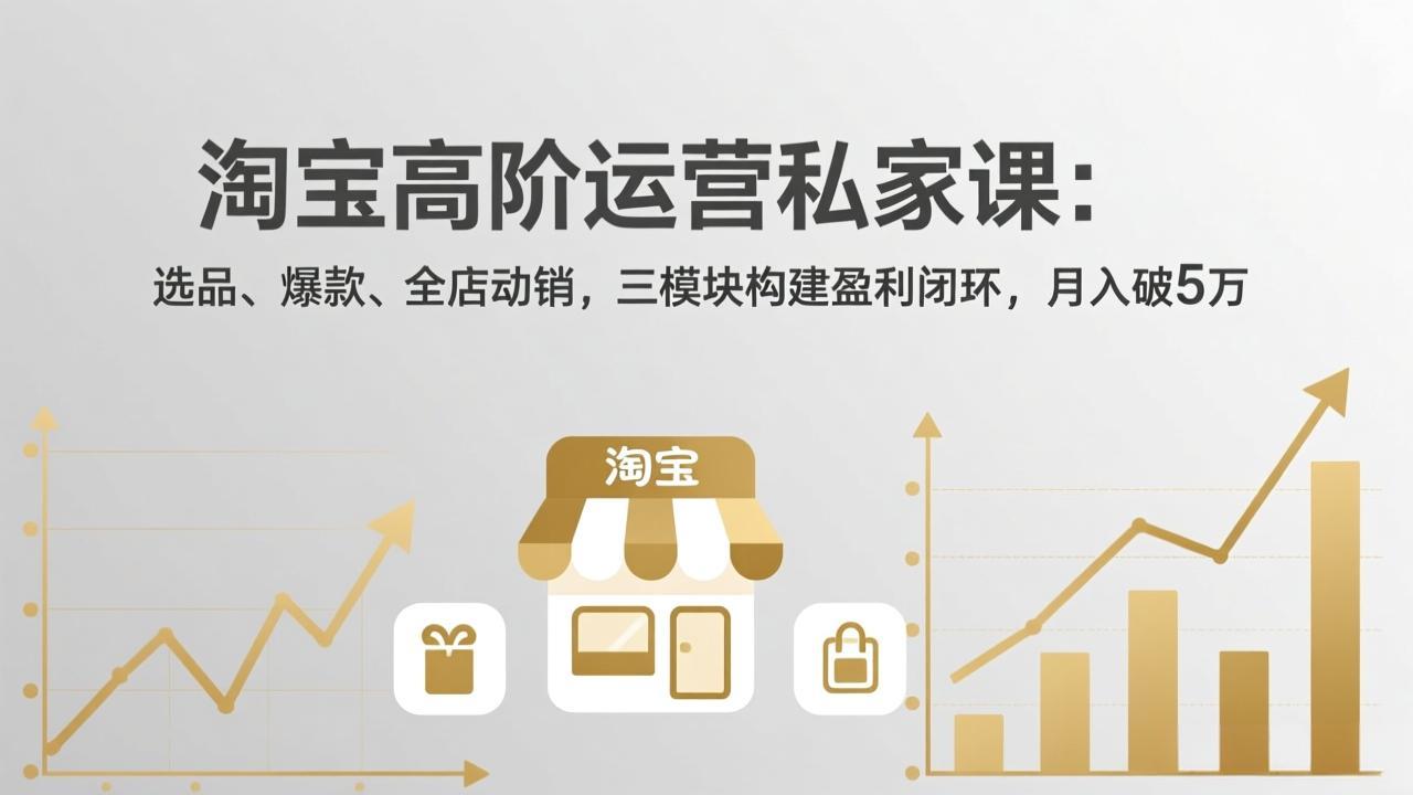 淘宝高阶运营私家课：选品、爆款、全店动销，三模块构建盈利闭环，月入破5万(更新26年2月-网创资源站